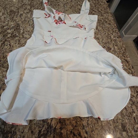 Black Halo Zalda Floral Flutter Ruffle Dress Romantic White Formal Cocktail 8 - Picture 11 of 12